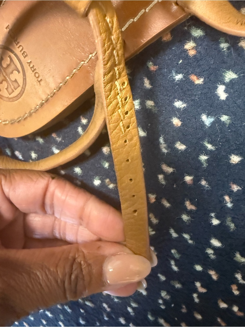 Tory Burch Chandler Flat Brown Leather Sandal Size 9 - Picture 12 of 15